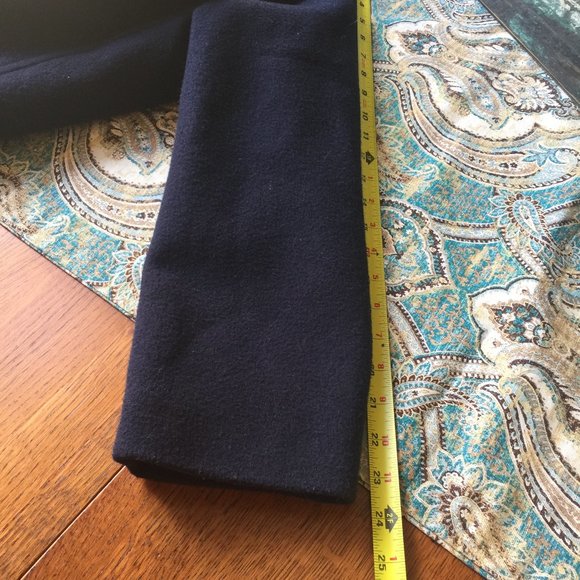 Real Comfort Wool Pea Coat Navy Blue Double Breasted L Vintage - Picture 12 of 12